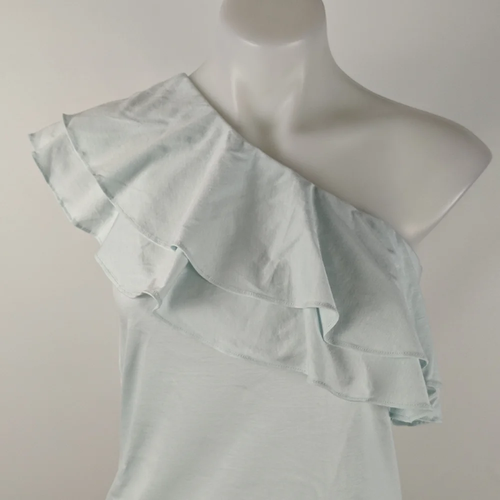 Witchery Women's Top Size XL One Shoulder Ruffle Blue Daze NEW RRP $59.95 - Picture 7 of 9